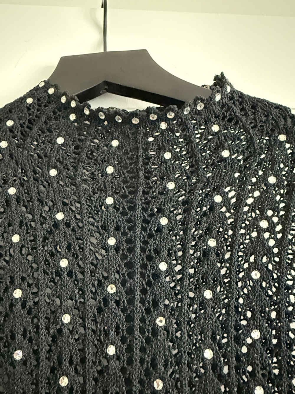 Black Long Sleeve Embellished Knit Dress - Picture 5 of 8